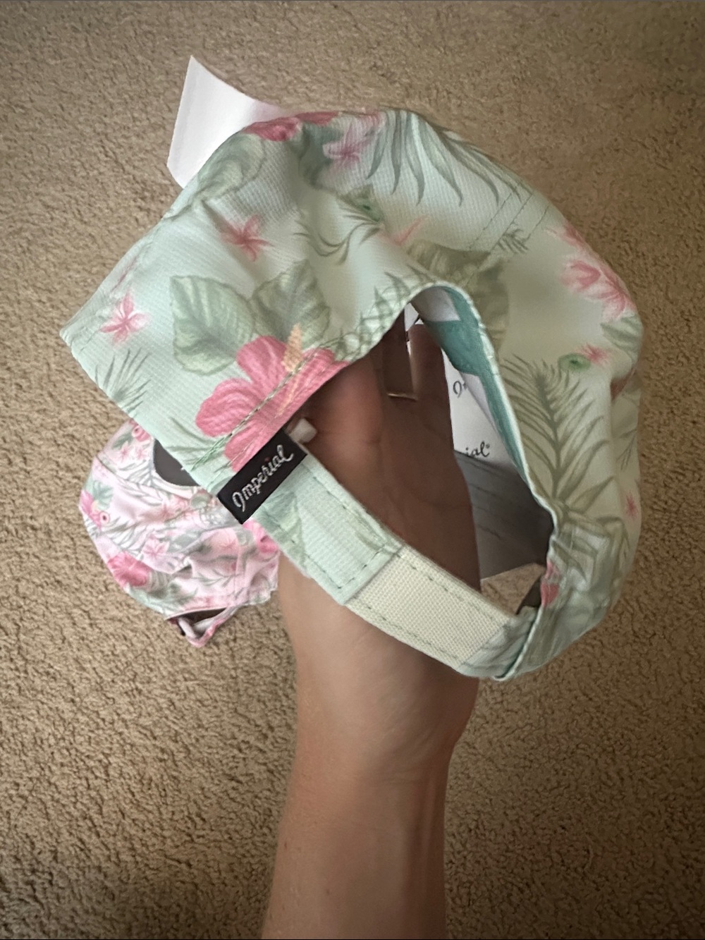 Imperial Floral UPF 60+ Sun Cap - Pink and Mint - Picture 7 of 10